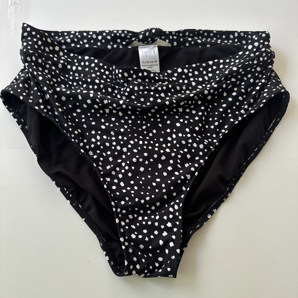 TIME AND TRU WOMEN'S XL HIGH WAIST ABSTRACT DOT KNOTTED SWIMSUIT BOTTOM